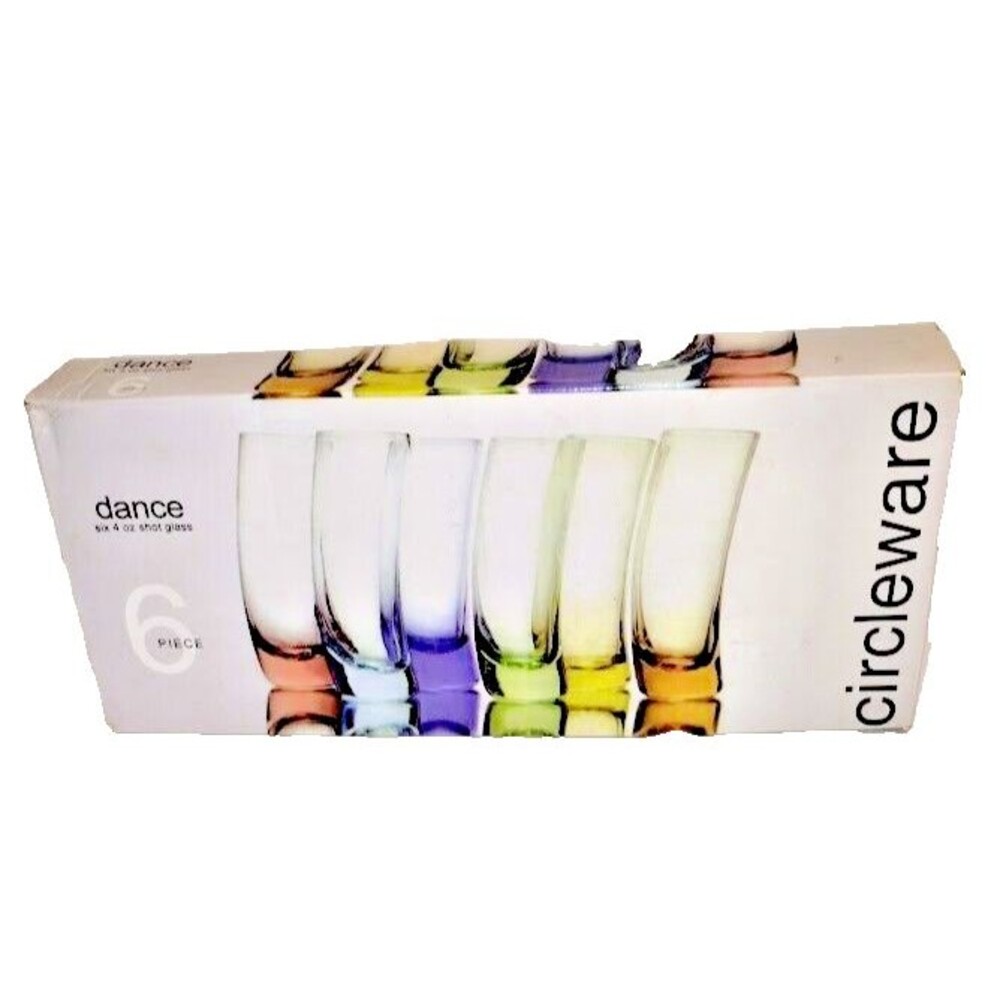 Vintage Circleware Dance Curved 6 Piece, 4 OZ, Shot Glass Set, New Open Box